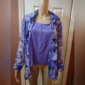 Graver Studio 2 piece women's top and button up shirt size petite medium